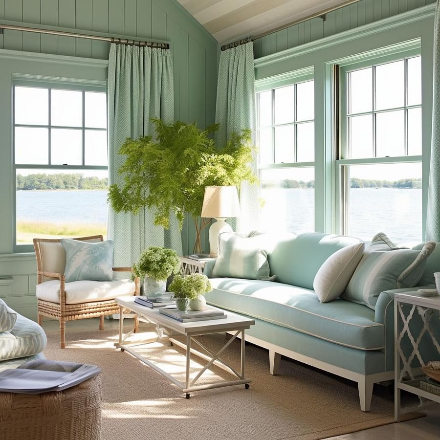 Coastal-themed color palette and accents