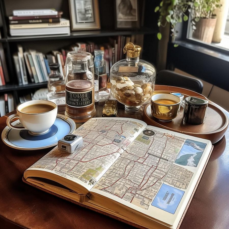 A guidebook with local recommendations on the coffee table