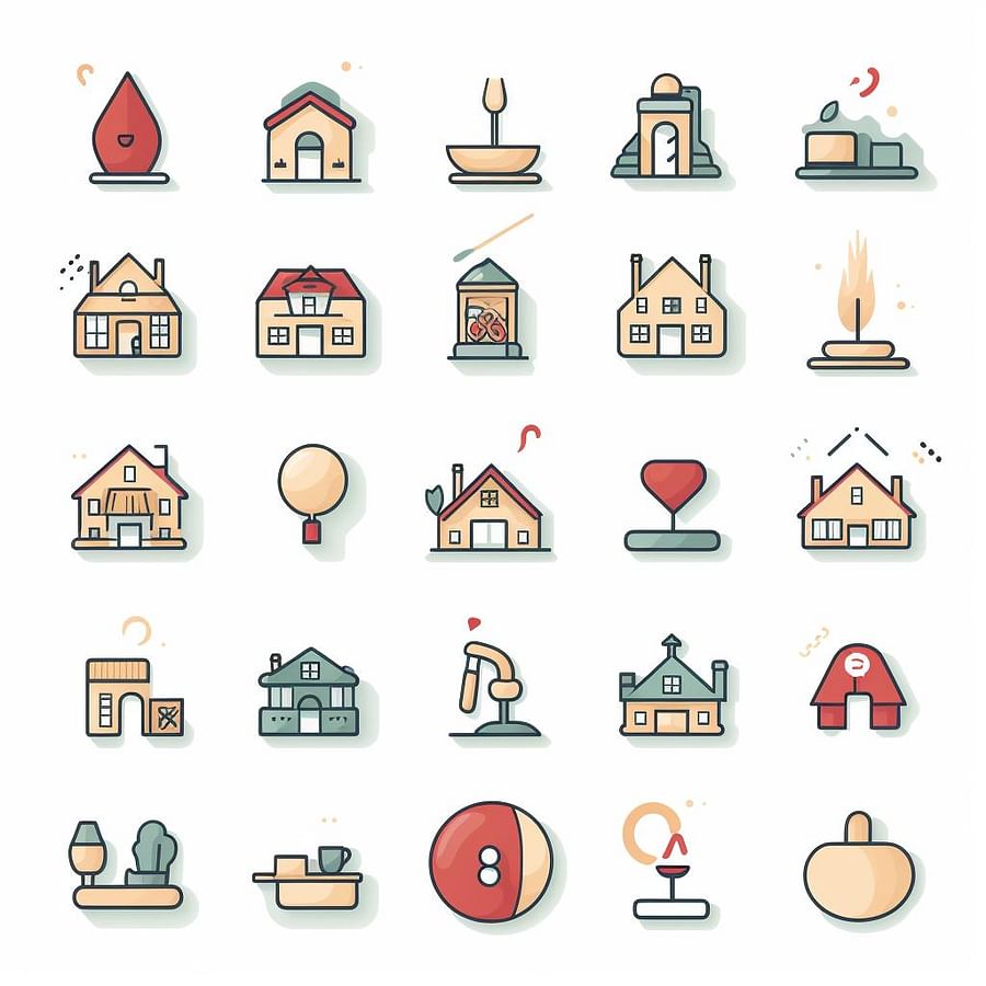 Assorted icons related to Airbnb property management such as a calendar for bookings, a customer service representative, a house for property, and a wrench for maintenance